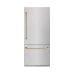 ZLINE 36 in. 19.8 cu. ft. Built-In Bottom Freezer Refrigerator with Water Dispenser and Ice Maker in Satin Stainless Steel with Graphite Gray Interior - GRBIT - The Home Selection
