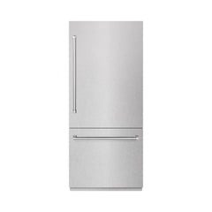 ZLINE 36 in. 19.8 cu. ft. Built-In Bottom Freezer Refrigerator with Water Dispenser and Ice Maker in Satin Stainless Steel with Graphite Gray Interior - GRBIT - The Home Selection