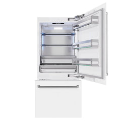 ZLINE 36 in. 19.8 cu. ft. Built-In Bottom Freezer Refrigerator with Water Dispenser and Ice Maker in White Matte - RBIT - The Home Selection