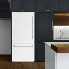 ZLINE 36 in. 19.8 cu. ft. Built-In Bottom Freezer Refrigerator with Water Dispenser and Ice Maker in White Matte - RBIT - The Home Selection