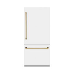 ZLINE 36 in. 19.8 cu. ft. Built-In Bottom Freezer Refrigerator with Water Dispenser and Ice Maker in White Matte - RBIT - The Home Selection