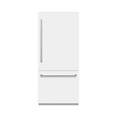 ZLINE 36 in. 19.8 cu. ft. Built-In Bottom Freezer Refrigerator with Water Dispenser and Ice Maker in White Matte - RBIT - The Home Selection
