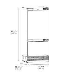 ZLINE 36 in. 19.8 cu. ft. Panel Ready Built-In Bottom Freezer Refrigerator with Water Dispenser and Ice Maker with Graphite Gray Interior - GRBIT-36 - The Home Selection