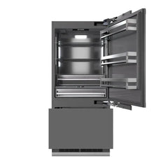 ZLINE 36 in. 19.8 cu. ft. Panel Ready Built-In Bottom Freezer Refrigerator with Water Dispenser and Ice Maker with Graphite Gray Interior - GRBIT-36 - The Home Selection