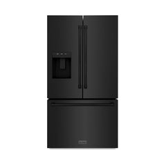 ZLINE 36 in. 28.9 cu. ft. Standard-Depth French Door External Water Dispenser Refrigerator with Dual Ice Maker in Black Stainless Steel - RSM-W-36-BS - The Home Selection