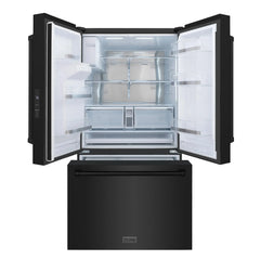 ZLINE 36 in. 28.9 cu. ft. Standard-Depth French Door External Water Dispenser Refrigerator with Dual Ice Maker in Black Stainless Steel - RSM-W-36-BS - The Home Selection