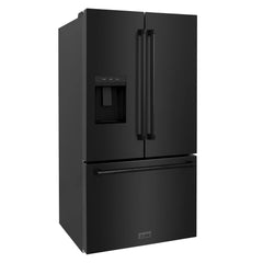 ZLINE 36 in. 28.9 cu. ft. Standard-Depth French Door External Water Dispenser Refrigerator with Dual Ice Maker in Black Stainless Steel - RSM-W-36-BS - The Home Selection