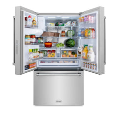 ZLINE 36 in. 28.9 cu. ft. Standard-Depth French Door External Water Dispenser Refrigerator with Dual Ice Maker in Fingerprint Resistant Stainless Steel - RSM-W-36 - The Home Selection