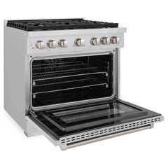 ZLINE 36 in. 5.2 cu. ft. 6 Burner Gas Range with Convection Gas Oven in Stainless Steel (SGR36) - The Home Selection