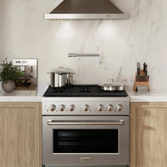 ZLINE 36 in. 5.2 cu. ft. 6 Burner Gas Range with Convection Gas Oven in Stainless Steel (SGR36) - The Home Selection