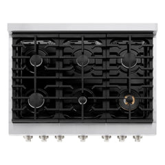 ZLINE 36 in. 5.2 cu. ft. 6 Burner Gas Range with Convection Gas Oven in Stainless Steel (SGR36) - The Home Selection
