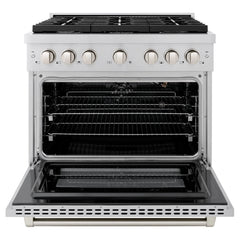 ZLINE 36 in. 5.2 cu. ft. 6 Burner Gas Range with Convection Gas Oven in Stainless Steel (SGR36) - The Home Selection