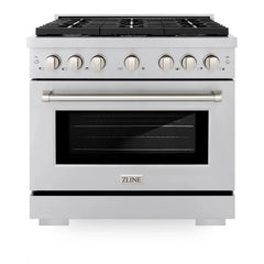 ZLINE 36 in. 5.2 cu. ft. 6 Burner Gas Range with Convection Gas Oven in Stainless Steel (SGR36) - The Home Selection