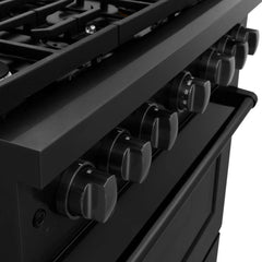 ZLINE 36 in. 5.2 cu. ft. Paramount Gas Range with 6 Burner Cooktop and Convection Gas Oven in Black Stainless Steel - SGRB-36 - The Home Selection