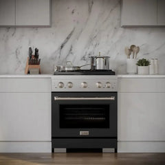 ZLINE 36 in. 5.2 cu. ft. Paramount Gas Range with 6 Burner Cooktop and Convection Gas Oven in Stainless Steel with Black Matte Door - SGR-BLM-36 - The Home Selection