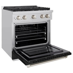 ZLINE 36 in. 5.2 cu. ft. Paramount Gas Range with 6 Burner Cooktop and Convection Gas Oven in Stainless Steel with Black Matte Door - SGR-BLM-36 - The Home Selection