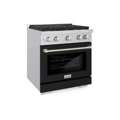 ZLINE 36 in. 5.2 cu. ft. Paramount Gas Range with 6 Burner Cooktop and Convection Gas Oven in Stainless Steel with Black Matte Door - SGR-BLM-36 - The Home Selection