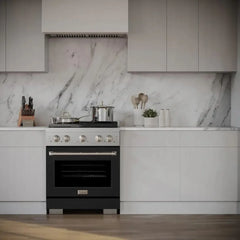 ZLINE 36 in. 5.2 cu. ft. Paramount Gas Range with 6 Burner Cooktop and Convection Gas Oven in Stainless Steel with Black Matte Door - SGR-BLM-36 - The Home Selection