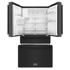 ZLINE 36 Inch 21.6 cu. ft. Counter-Depth French Door Refrigerator with Water and Ice Dispenser in Fingerprint-Resistant Black Stainless Steel - RFM - The Home Selection