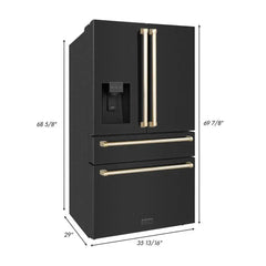 ZLINE 36 Inch 21.6 cu. ft. Counter-Depth French Door Refrigerator with Water and Ice Dispenser in Fingerprint-Resistant Black Stainless Steel - RFM - The Home Selection