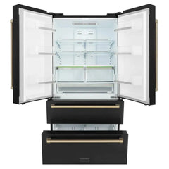 ZLINE 36 Inch 22.5 cu. ft. Counter-Depth French Door Refrigerator with Ice Maker in Fingerprint-Resistant Black Stainless Steel - RFM - The Home Selection