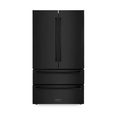 ZLINE 36 Inch 22.5 cu. ft. Counter-Depth French Door Refrigerator with Ice Maker in Fingerprint-Resistant Black Stainless Steel - RFM - The Home Selection