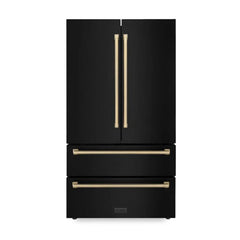ZLINE 36 Inch 22.5 cu. ft. Counter-Depth French Door Refrigerator with Ice Maker in Fingerprint-Resistant Black Stainless Steel - RFM - The Home Selection