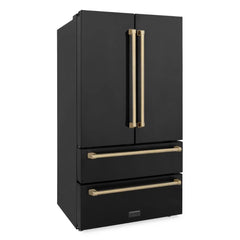 ZLINE 36 Inch 22.5 cu. ft. Counter-Depth French Door Refrigerator with Ice Maker in Fingerprint-Resistant Black Stainless Steel - RFM - The Home Selection
