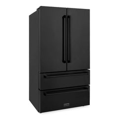 ZLINE 36 Inch 22.5 cu. ft. Counter-Depth French Door Refrigerator with Ice Maker in Fingerprint-Resistant Black Stainless Steel - RFM - The Home Selection