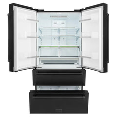 ZLINE 36 Inch 22.5 cu. ft. Counter-Depth French Door Refrigerator with Ice Maker in Fingerprint-Resistant Black Stainless Steel - RFM - The Home Selection