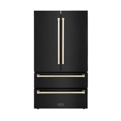 ZLINE 36 Inch 22.5 cu. ft. Counter-Depth French Door Refrigerator with Ice Maker in Fingerprint-Resistant Black Stainless Steel - RFM - The Home Selection