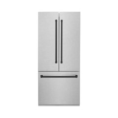 ZLINE 36-Inch Autograph Edition 19.6 cu. ft. Built-in 2-Door Bottom Freezer Refrigerator with Internal Water and Ice Dispenser in DuraSnow Stainless Steel with Matte Black Accents (RBIVZ-SN-36-MB) - The Home Selection