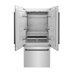 ZLINE 36-Inch Autograph Edition 19.6 cu. ft. Built-in 2-Door Bottom Freezer Refrigerator with Internal Water and Ice Dispenser in DuraSnow Stainless Steel with Matte Black Accents (RBIVZ-SN-36-MB) - The Home Selection