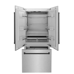 ZLINE 36-Inch Autograph Edition 19.6 cu. ft. Built-in 2-Door Bottom Freezer Refrigerator with Internal Water and Ice Dispenser in DuraSnow Stainless Steel with Matte Black Accents (RBIVZ-SN-36-MB) - The Home Selection