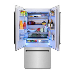 ZLINE 36-Inch Autograph Edition 19.6 cu. ft. Built-in 2-Door Bottom Freezer Refrigerator with Internal Water and Ice Dispenser in DuraSnow Stainless Steel with Matte Black Accents (RBIVZ-SN-36-MB) - The Home Selection