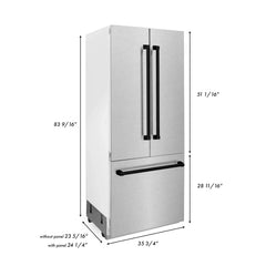 ZLINE 36-Inch Autograph Edition 19.6 cu. ft. Built-in 2-Door Bottom Freezer Refrigerator with Internal Water and Ice Dispenser in DuraSnow Stainless Steel with Matte Black Accents (RBIVZ-SN-36-MB) - The Home Selection