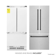 ZLINE 36-Inch Autograph Edition 19.6 cu. ft. Built-in 2-Door Bottom Freezer Refrigerator with Internal Water and Ice Dispenser in DuraSnow Stainless Steel with Matte Black Accents (RBIVZ-SN-36-MB) - The Home Selection