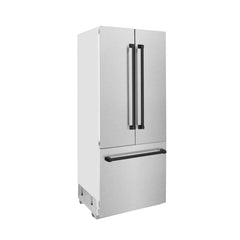 ZLINE 36-Inch Autograph Edition 19.6 cu. ft. Built-in 2-Door Bottom Freezer Refrigerator with Internal Water and Ice Dispenser in DuraSnow Stainless Steel with Matte Black Accents (RBIVZ-SN-36-MB) - The Home Selection