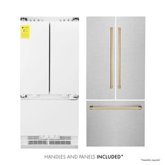 ZLINE 36-Inch Autograph Edition 19.6 cu. ft. Built-in 2-Door Bottom Freezer Refrigerator with Internal Water and Ice Dispenser in Fingerprint Resistant Stainless Steel with Gold Accents (RBIVZ-SN-36-G) - The Home Selection