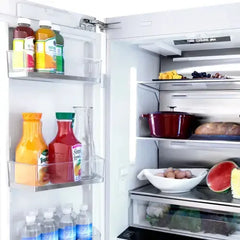 ZLINE 36-Inch Autograph Edition 19.6 cu. ft. Built-in 2-Door Bottom Freezer Refrigerator with Internal Water and Ice Dispenser in White Matte with Matte Black Accents (RBIVZ-WM-36-MB) - The Home Selection