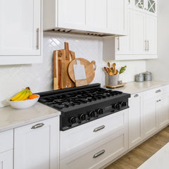 ZLINE 36" Porcelain Gas Stovetop in Black Stainless Steel with 6 Gas Burners (RTB-36) - The Home Selection