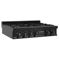 ZLINE 36" Porcelain Gas Stovetop in Black Stainless Steel with 6 Gas Burners (RTB-36) - The Home Selection