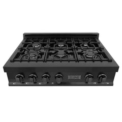 ZLINE 36" Porcelain Gas Stovetop in Black Stainless Steel with 6 Gas Burners (RTB-36) - The Home Selection