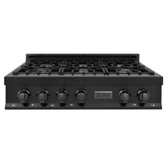 ZLINE 36" Porcelain Gas Stovetop in Black Stainless Steel with 6 Gas Burners (RTB-36) - The Home Selection