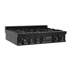 ZLINE 36" Porcelain Gas Stovetop in Black Stainless Steel with 6 Gas Burners (RTB-36) - The Home Selection