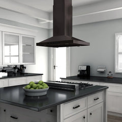 ZLINE 42" ZLINE CrownSound Ducted Vent Island Mount Range Hood in Black Stainless Steel with Built-in Bluetooth Speakers - BSGL2iNCRN-BT-42 - The Home Selection