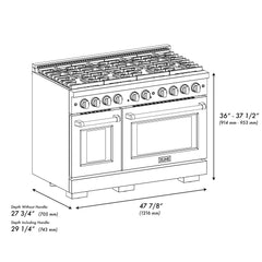 ZLINE 48 in. 6.7 cu. ft. Paramount Double Oven Dual Fuel Range with 8 Burner Gas Cooktop in DuraSnow® Stainless Steel with White Matte Doors - SDRS-WM-48 - The Home Selection