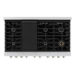 ZLINE 48 in. 6.7 cu. ft. Paramount Double Oven Dual Fuel Range with 8 Burner Gas Cooktop in DuraSnow® Stainless Steel with White Matte Doors - SDRS-WM-48 - The Home Selection
