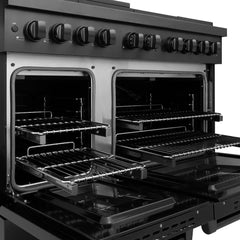 ZLINE 48 in. 6.7 cu. ft. Paramount Double Oven Gas Range with 8 Burner Cooktop in Black Stainless Steel - SGRB-48 - The Home Selection