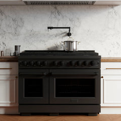 ZLINE 48 in. 6.7 cu. ft. Paramount Double Oven Gas Range with 8 Burner Cooktop in Black Stainless Steel - SGRB-48 - The Home Selection